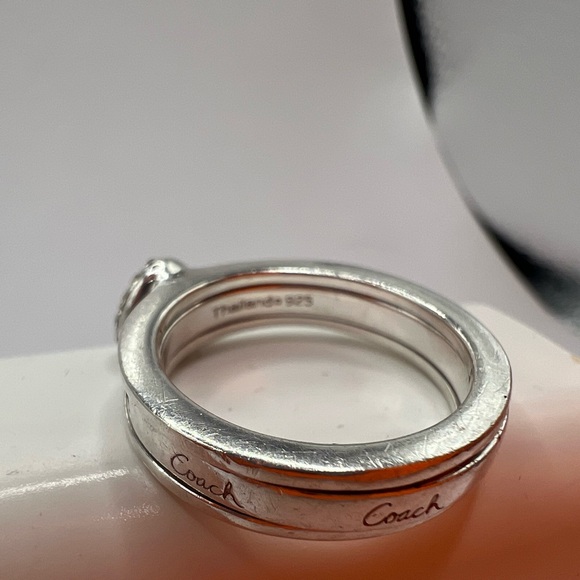 Coach sterling silver cuz heart shaped ring heart sparkles - Picture 5 of 5